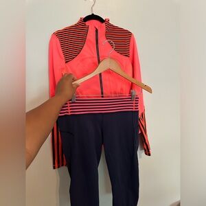 🍋LULULEMON ORANGE AND BLUE STRIPED SET